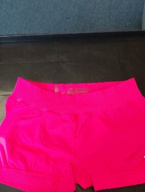 FP Movement- Bright Hot Pink Ribbed-Waist Bike Shorts